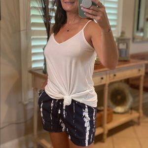 Tie Dye Elastic Drawstring Dressy Shorts Navy 2820